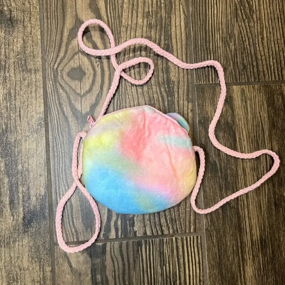 Rainbow Plush Bear Crossbody Bag